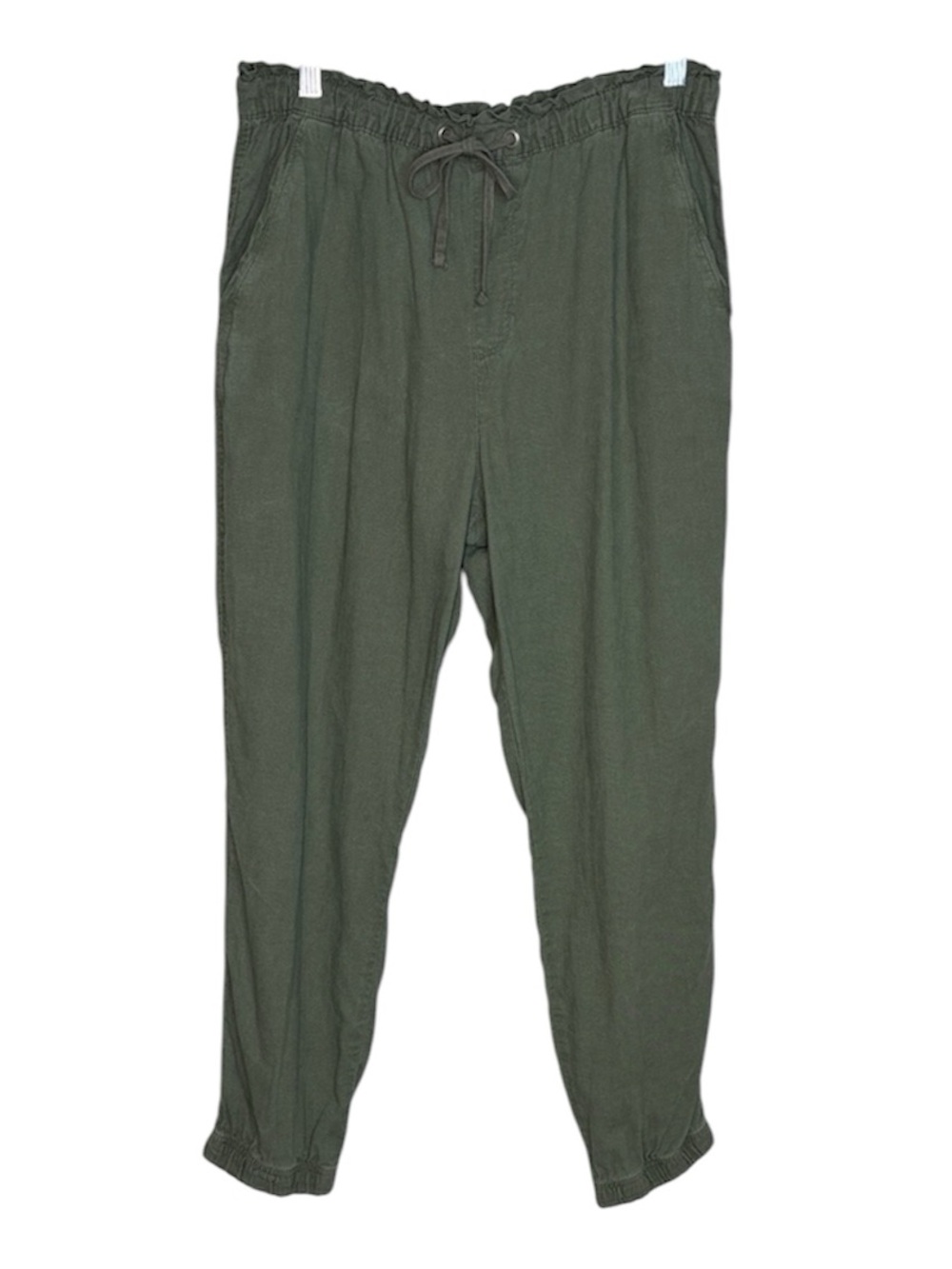 Women's Linen Blend Jogger Pant with Drawstring Waist Olive Large